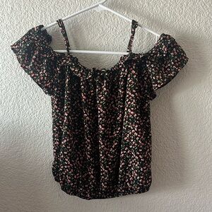 Black off the shoulders with little pink flowers